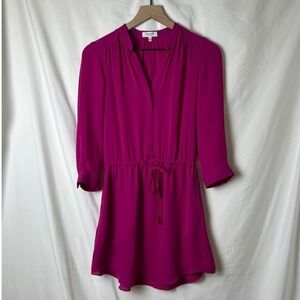 Aritzia Babaton Woman Hot Pink 100% Silk Mini Dress Size XXS Chic Party Cocktail